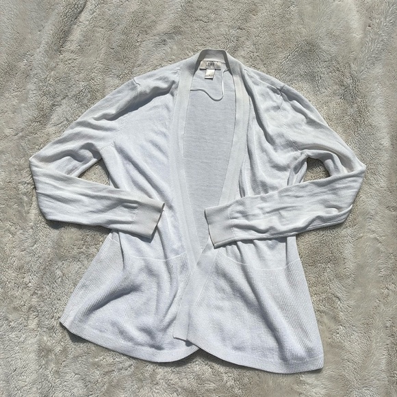 Loft Cream Open-Front Knit Cardigan – Size M | Minimalist Layer | - Picture 1 of 5